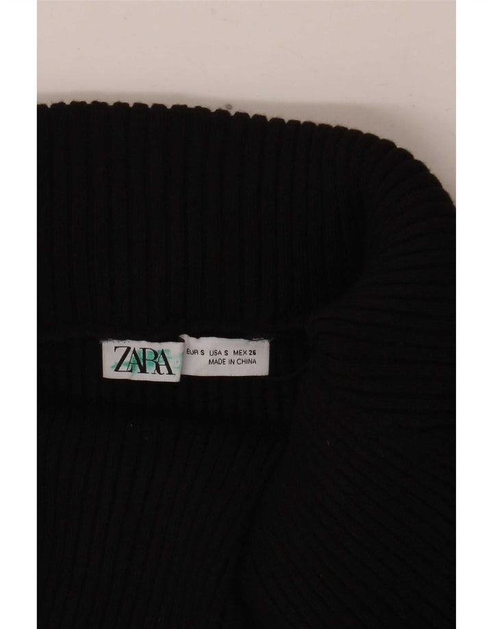 Zara Top corto de manga larga con hombros descubiertos para mujer UK 8 Small Negro
