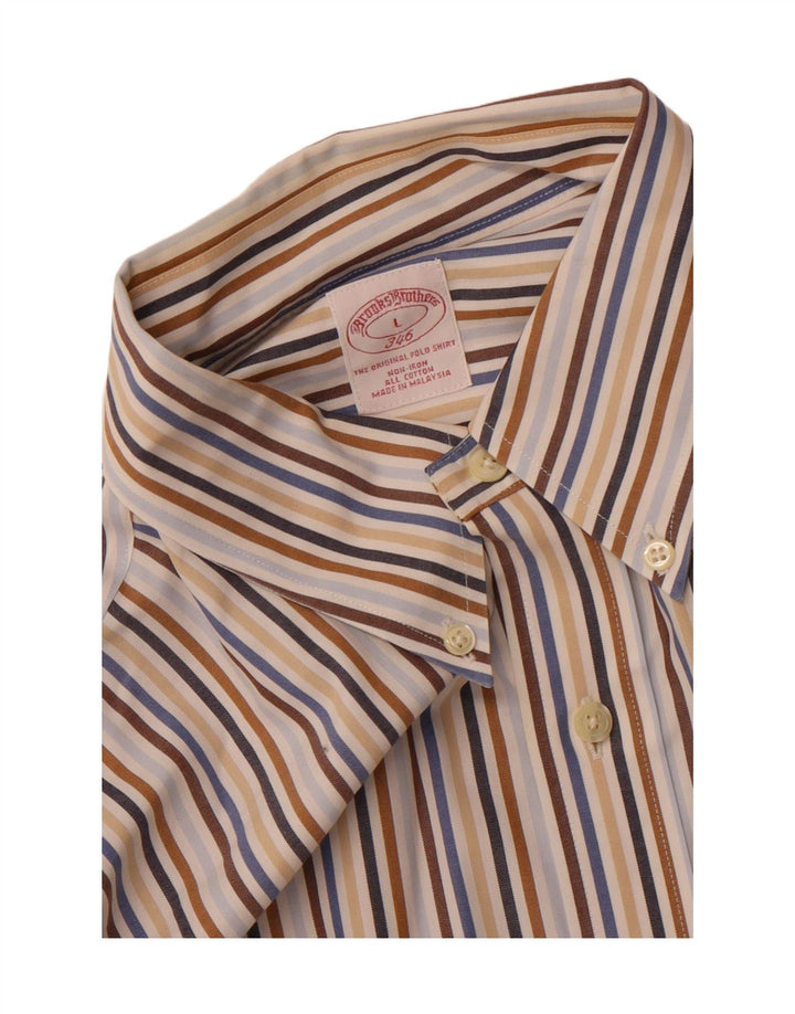 Brooks Brothers Camisa 346 para hombre, talla grande, algodón a rayas multicolor