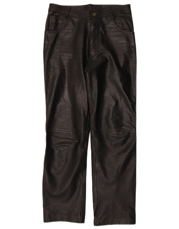 Pantalones de motociclista de cuero Linus para hombre W32 L30 Negro