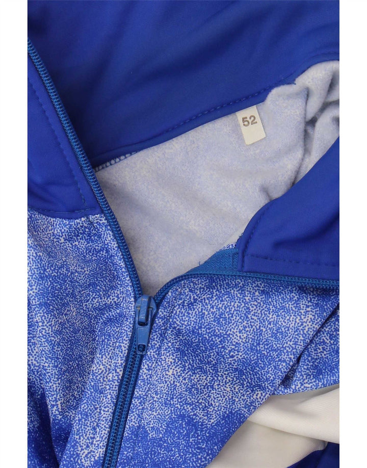 Vintage hombres chándal top chaqueta IT 52 grande azul colorblock