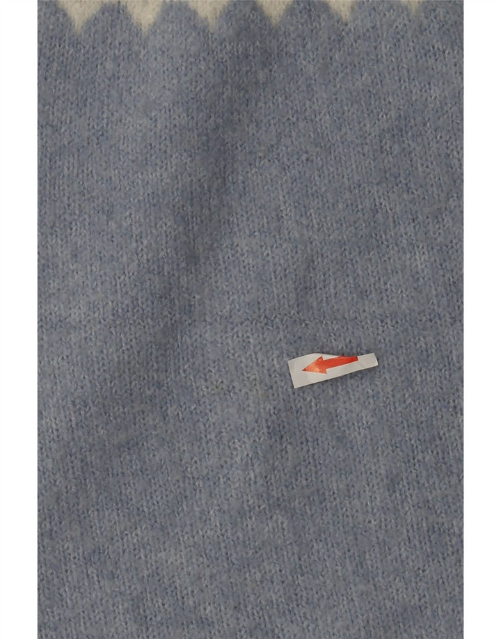 Marks & Spencer Suéter tipo jersey con cuello vuelto para mujer UK 44 Medium Blue Fair Isle