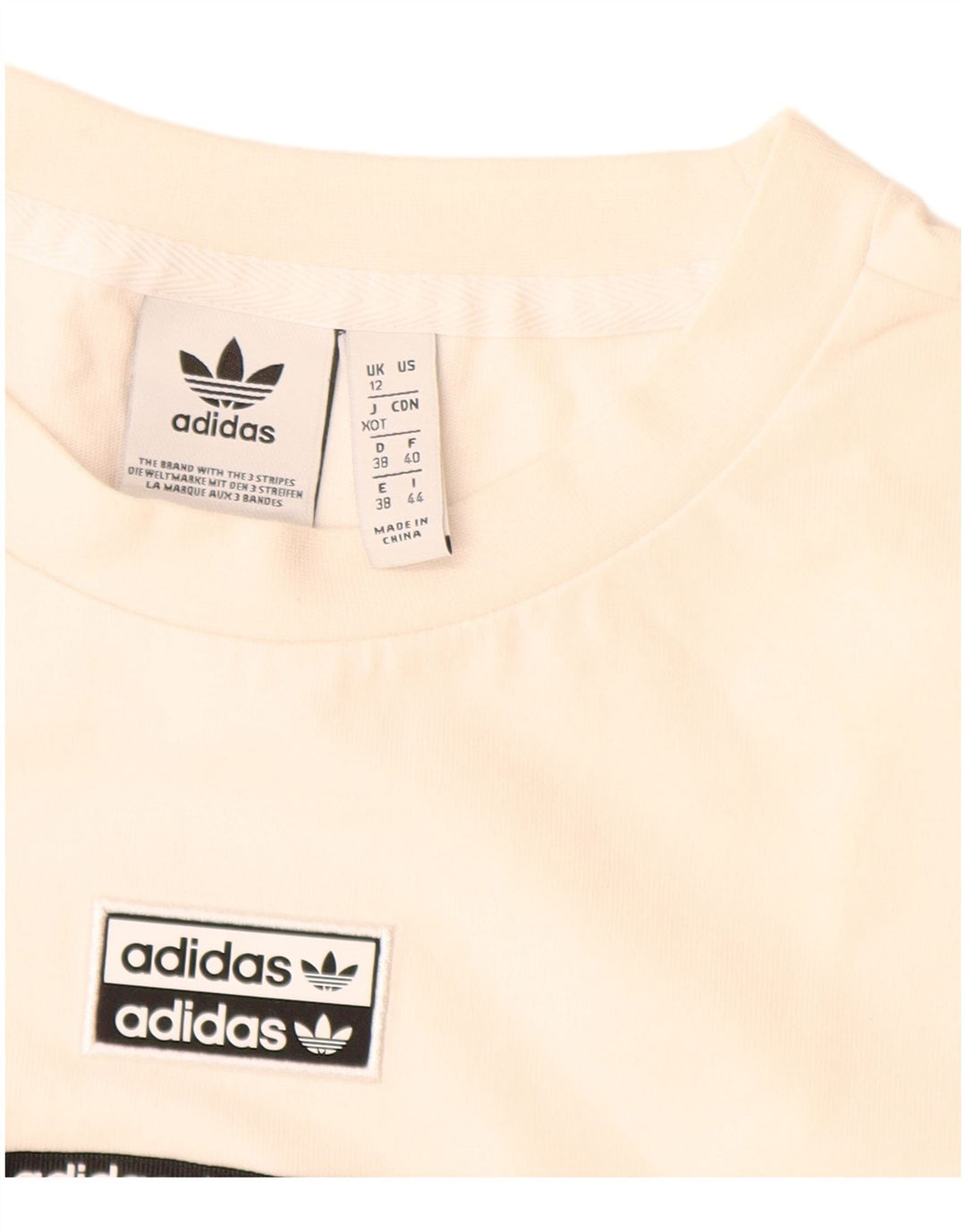 ADIDAS Vestido camiseta gráfico para mujer UK 12 Mediano Off White Algodón