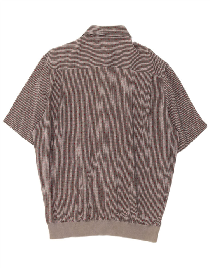 Gran Sasso Camisa Manga Corta Hombre XL Seda Rayas Gris