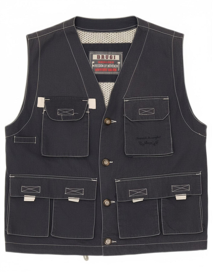 Brugi Chaleco utilitario para hombre UK 40 Large Poliéster azul marino