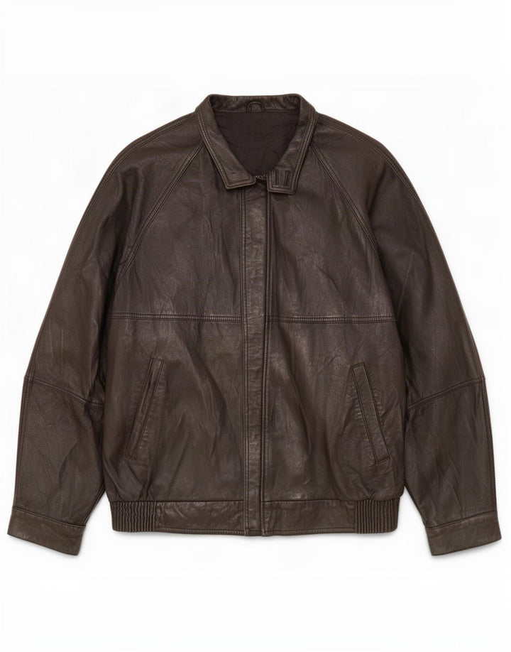 Alta Moda Firenze Chaqueta de cuero para hombre IT 56 3XL Negro