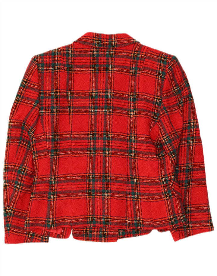 Angelo Santagostino Chaqueta Blazer de 6 Botones para Mujer UK 44 Medium Red Check