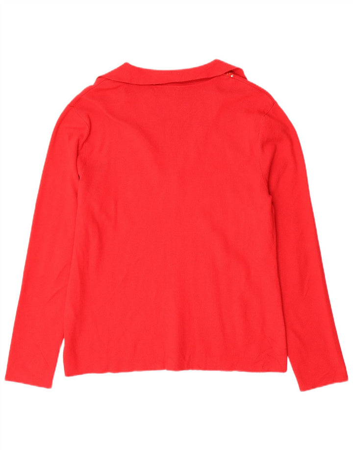 CALVIN KLEIN Suéter tipo jersey con cuello polo para mujer UK 44 Viscosa roja mediana