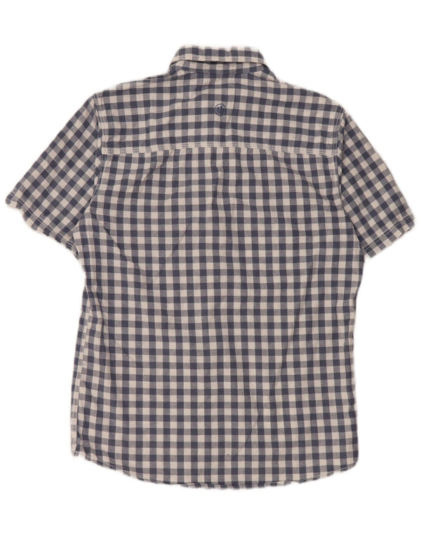 FAT FACE Camisa de manga corta de corte clásico para hombre XS Algodón a cuadros azul marino