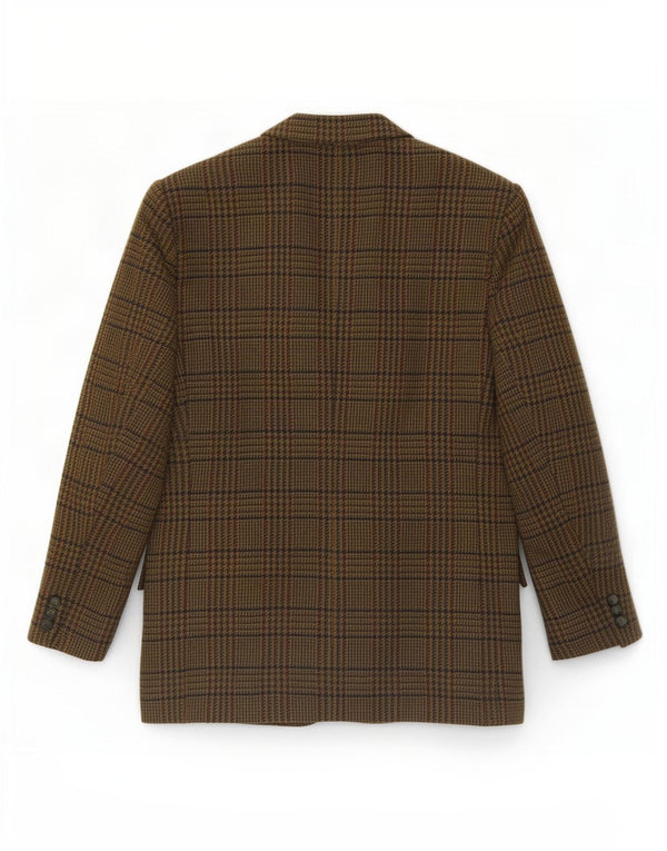 Vintage hombres 2 botones Blazer chaqueta IT 54 2XL lana de pata de gallo caqui