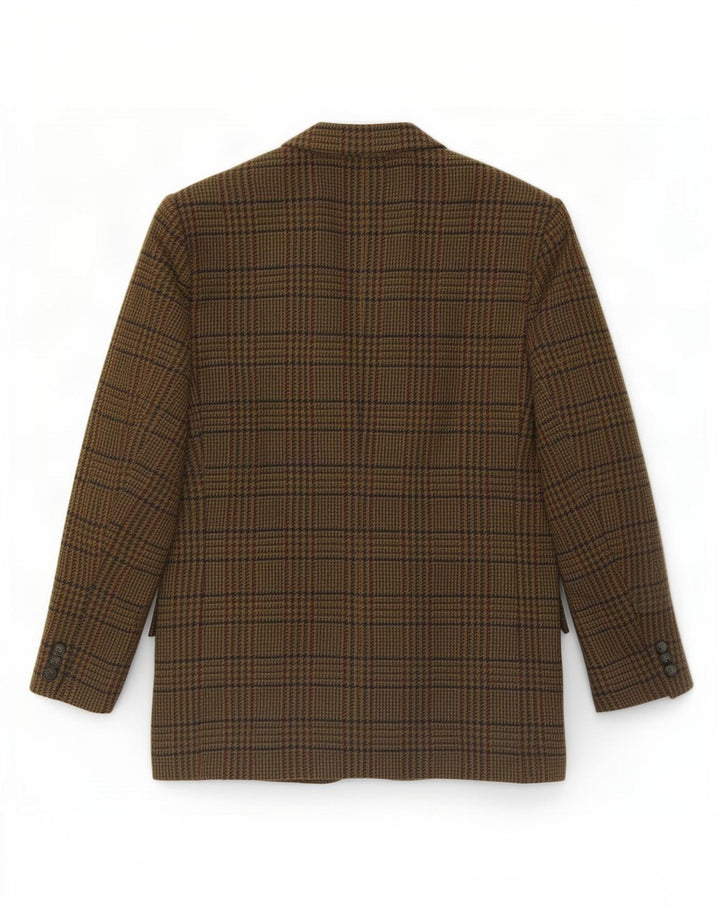 Vintage hombres 2 botones Blazer chaqueta IT 54 2XL lana de pata de gallo caqui