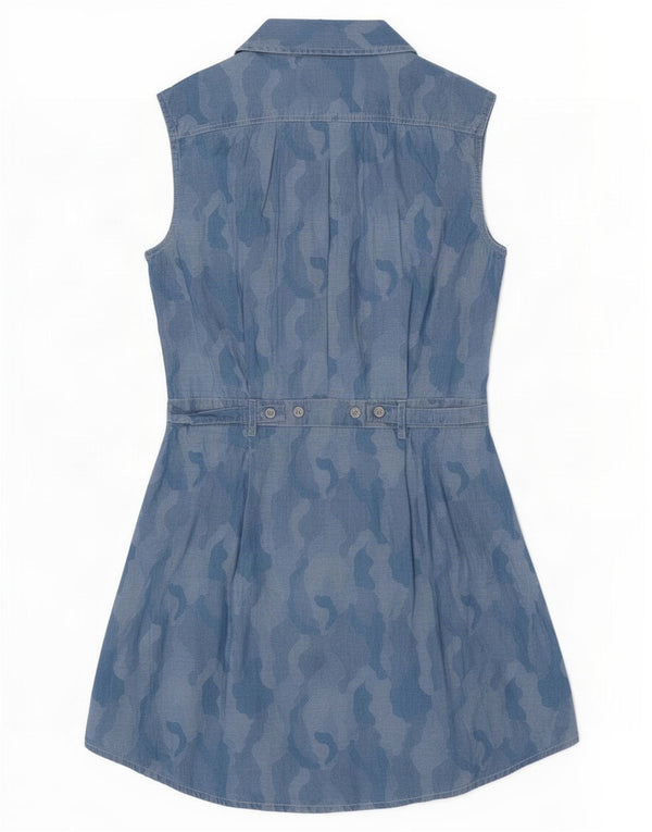 Calvin Klein Vestido camisero sin mangas para mujer UK 10 Small Blue Camuflaje