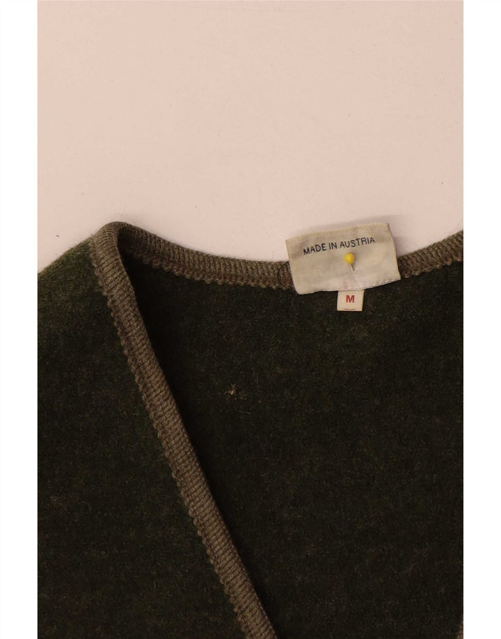 Vintage mujer Gilet Reino Unido 14 lana caqui mediana