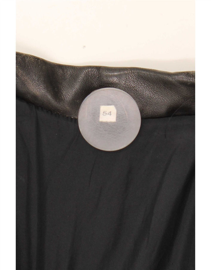 Chaqueta de cuero vintage para hombre IT 54 2XL Negro