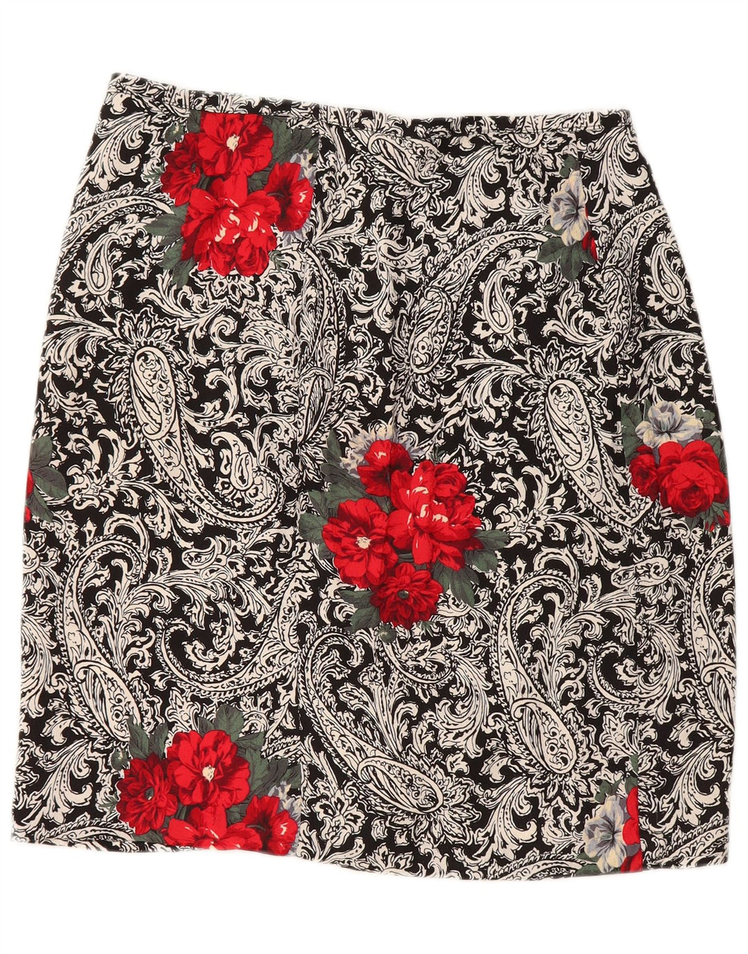 VINTAGE Falda cruzada para mujer W30 Paisley negro medio
