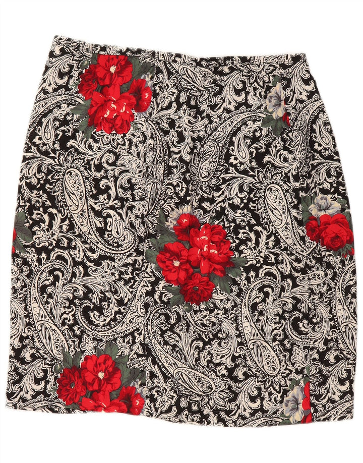 VINTAGE Falda cruzada para mujer W30 Paisley negro medio
