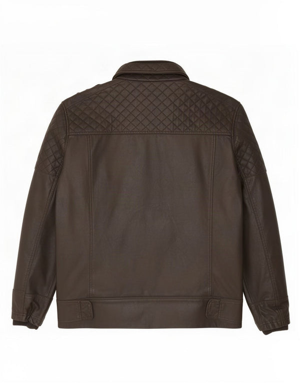 Jeff Banks Chaqueta militar de piel sintética para hombre UK 44 2XL Marrón Poliuretano