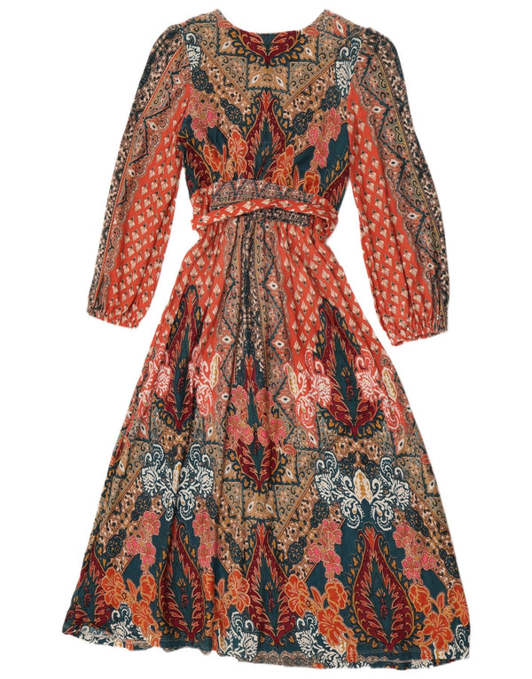 Monsoon Vestido largo de manga larga para mujer UK 40 Pequeño Paisley multicolor