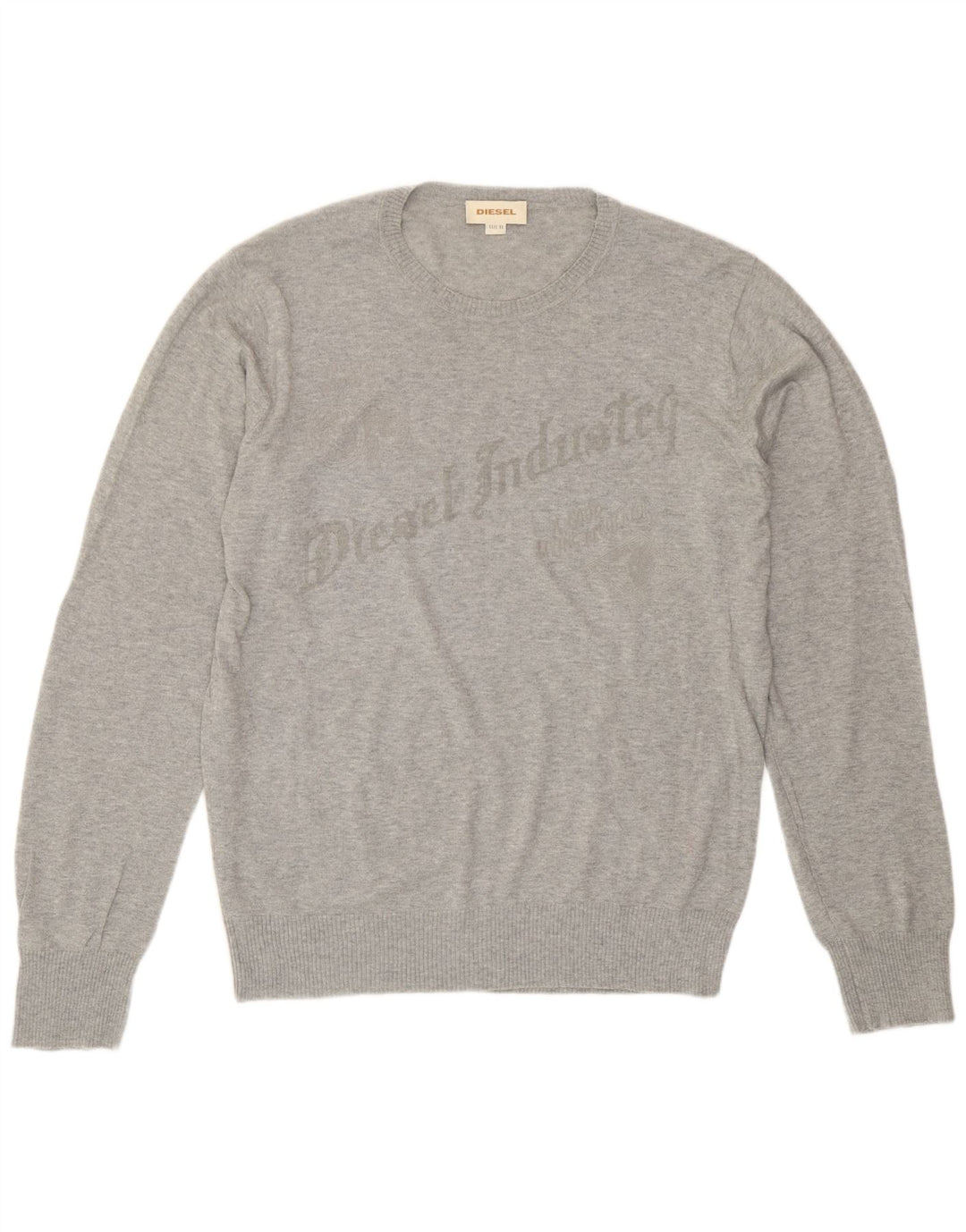 Diesel Hombre Gráfico Cuello Redondo Jersey Suéter XL Gris