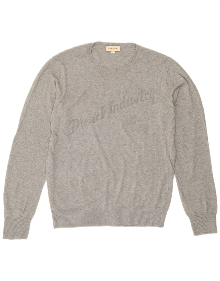 Diesel Hombre Gráfico Cuello Redondo Jersey Suéter XL Gris