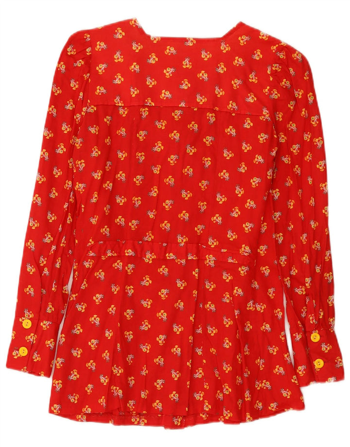 Vintage mujer camisa blusa IT 42 medio rojo floral