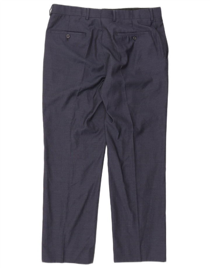 Pantalón de traje recto para mujer JAEGER W34 L30 Lana azul marino
