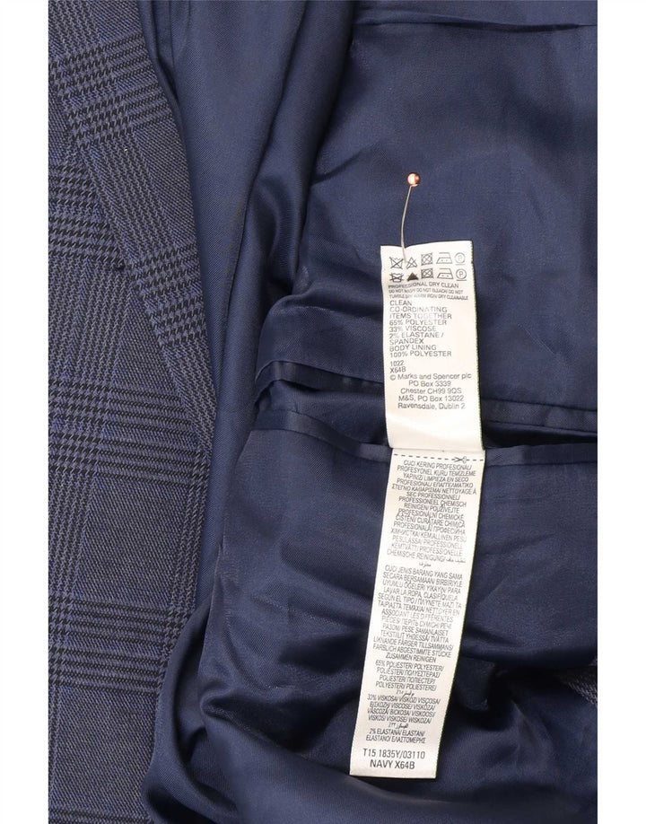 Marks & Spencer Chaqueta tipo blazer de 2 botones para hombre UK 48 2XL Pata de gallo azul