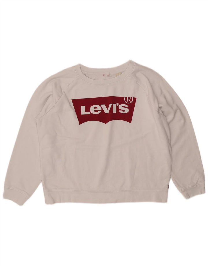 LEVI'S Sudadera con gráfico extragrande para mujer UK 46 Algodón blanco grande