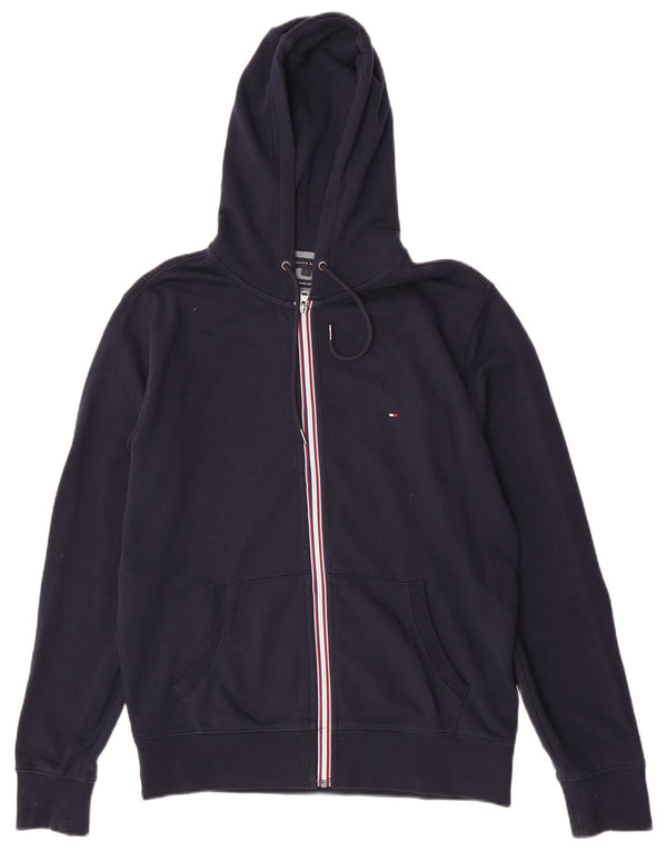 Tommy Hilfiger Suéter con capucha y cremallera de ajuste regular con capucha para hombre Grande Azul marino