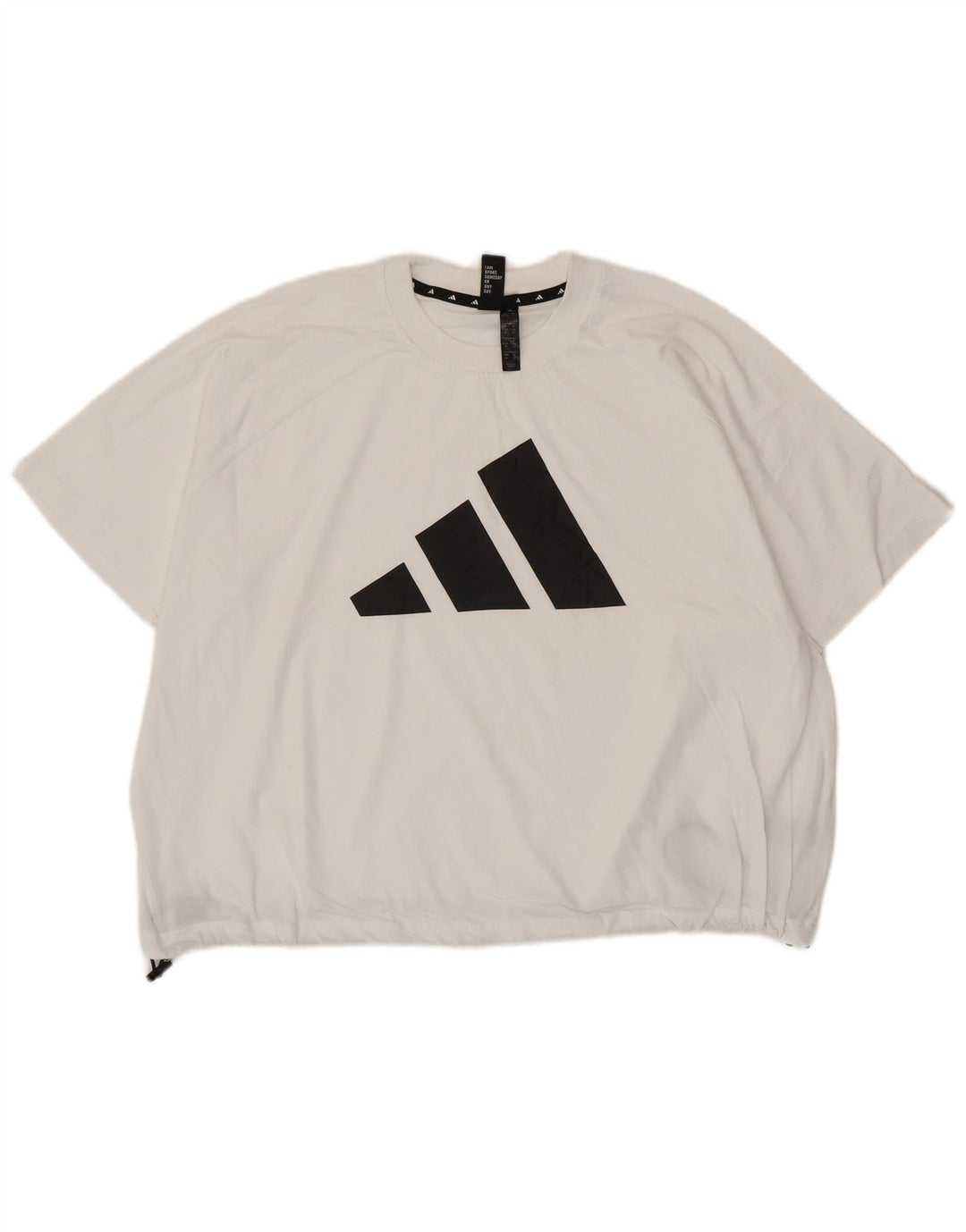 ADIDAS Camiseta corta con gráfico extragrande para mujer UK 10 Small White Cotton