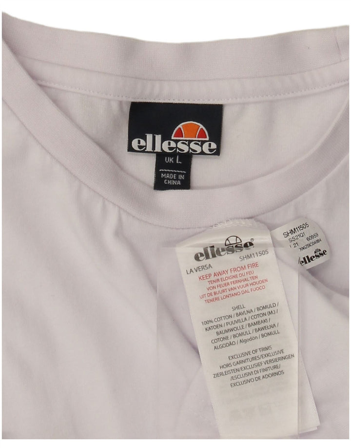 Ellesse Hombre Camiseta Top Large Blanco Colorblock Algodón