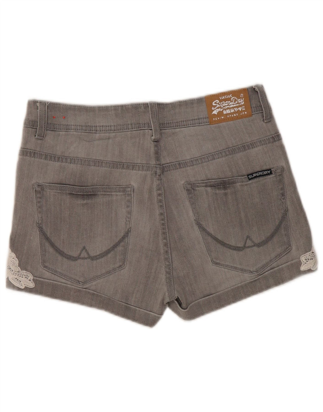 Shorts Vaqueros Superdry Mujer W30 Algodón Gris Medio