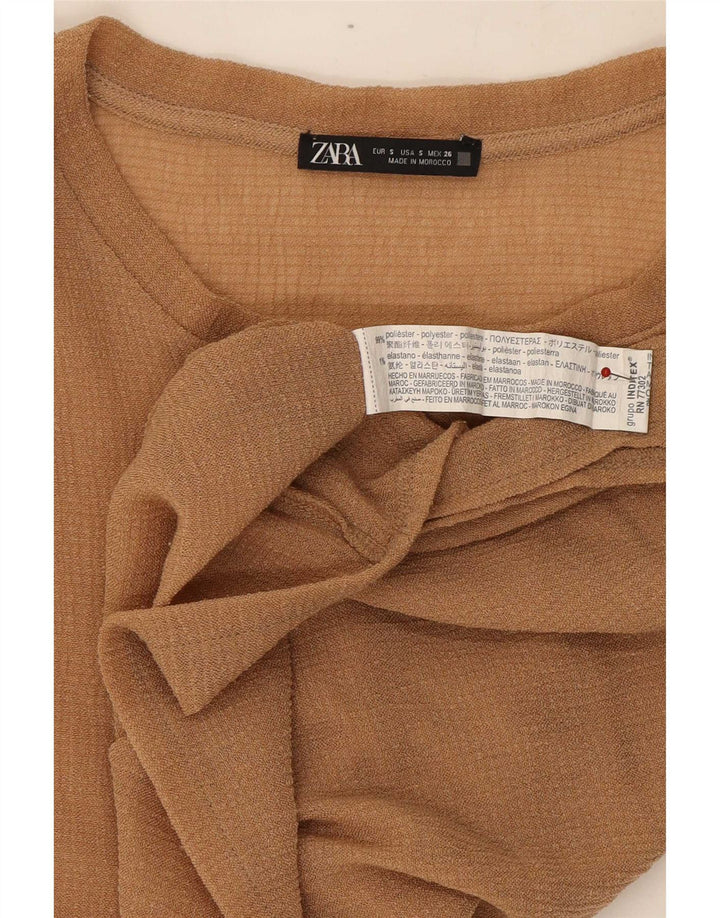 Zara Blusa Corta Sin Mangas De Gran Tamaño para Mujer UK 10 Small Beige
