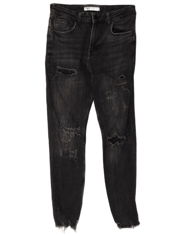 Zara Jeans ajustados desgastados para hombre EU 38 Small W30 L26 Negro