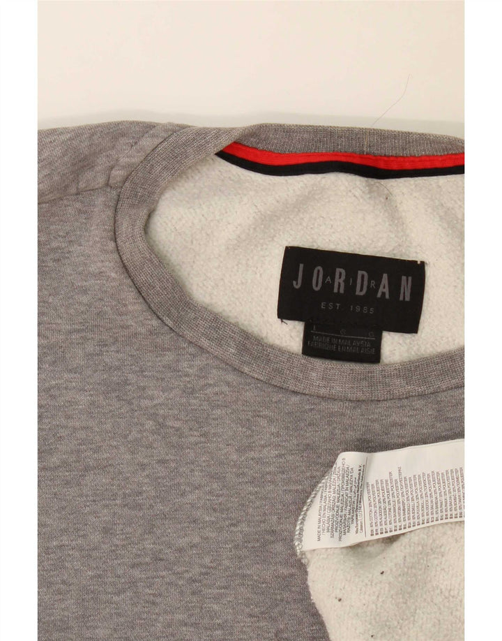 Jordan - Sudadera con estampado gráfico para hombre, jersey de algodón con bloques de color gris grande