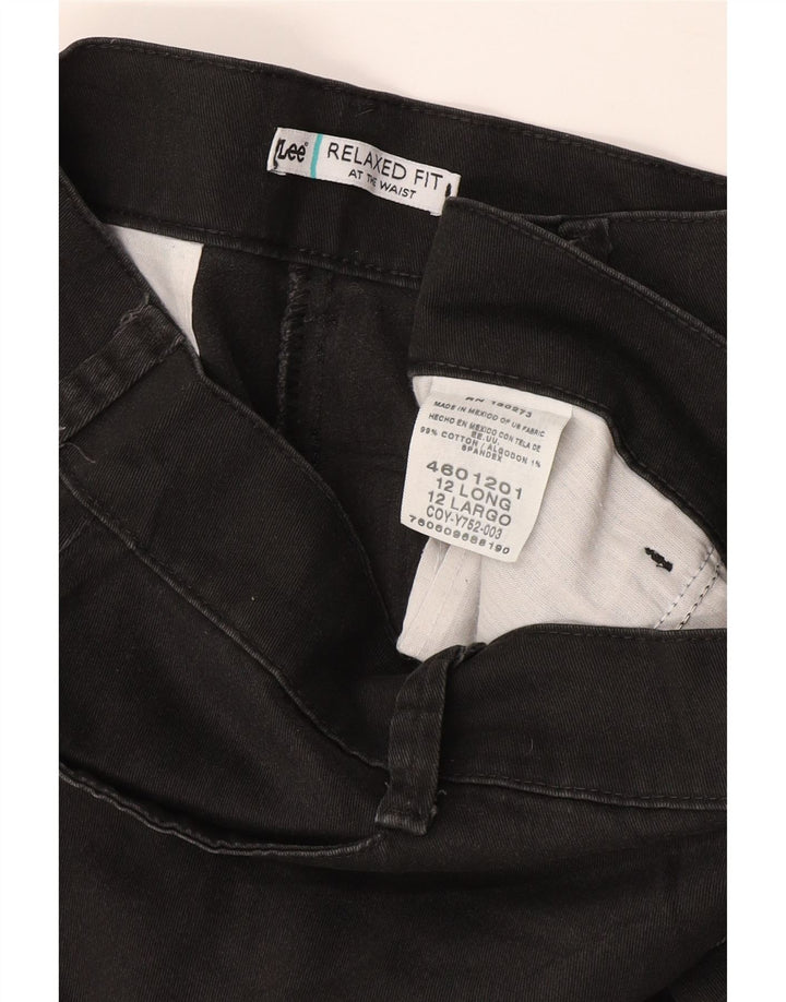 LEE Pantalones casuales de ajuste relajado para mujer US 12 Large W34 L32 Algodón negro