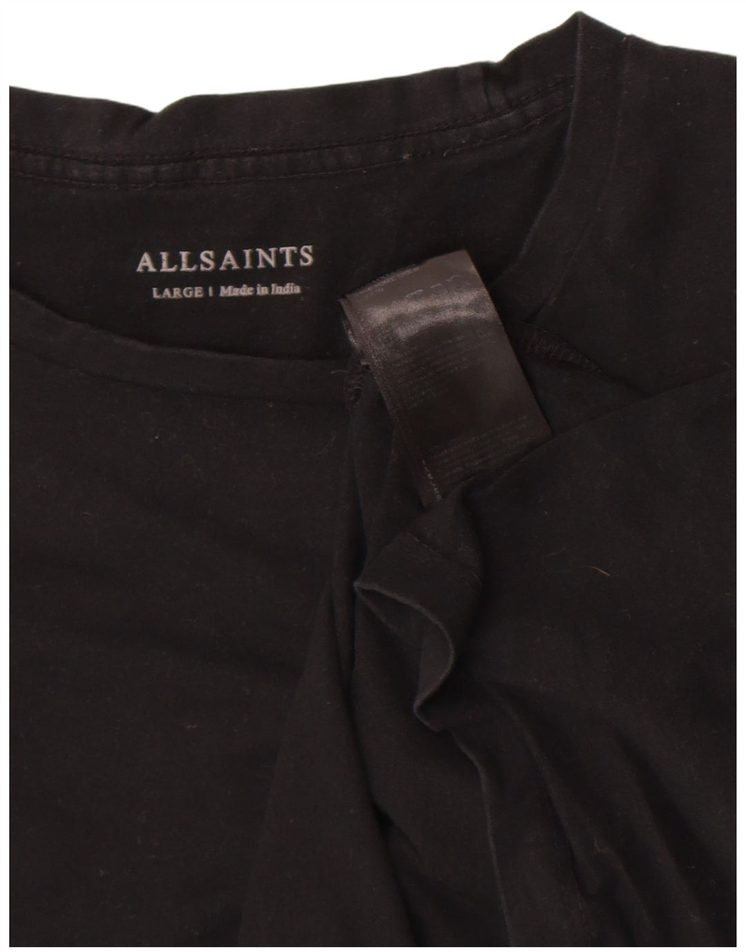 Camiseta All Saints para hombre, talla grande, algodón negro