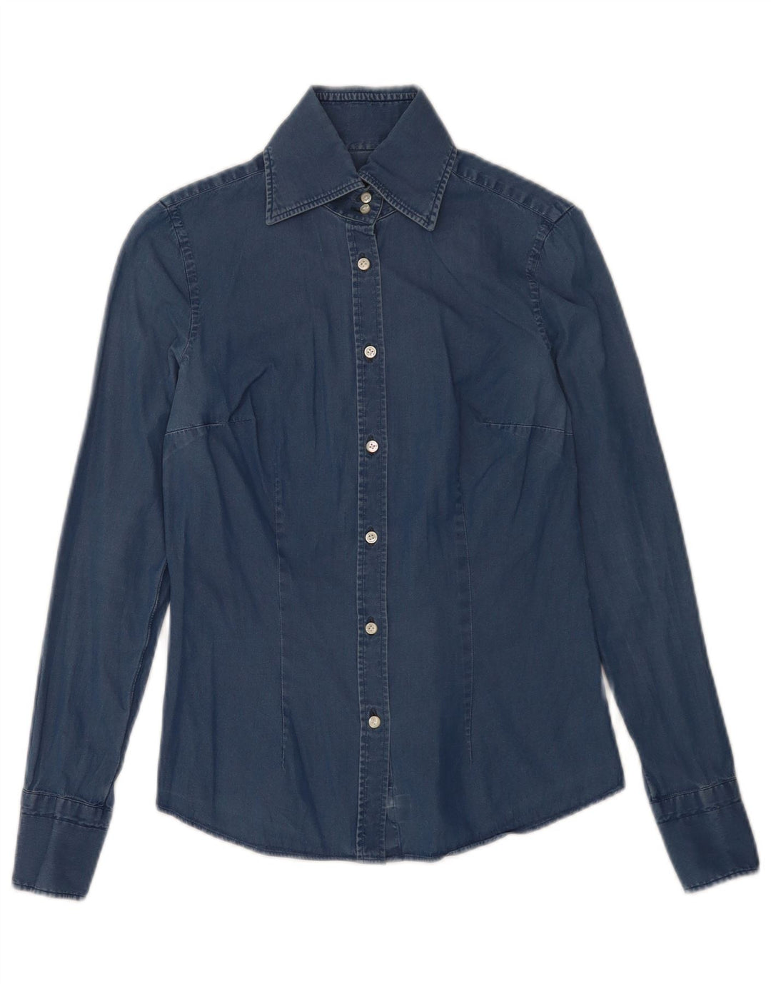 Camisa Vaquera Barba Mujer IT 42 Azul Medio Algodón