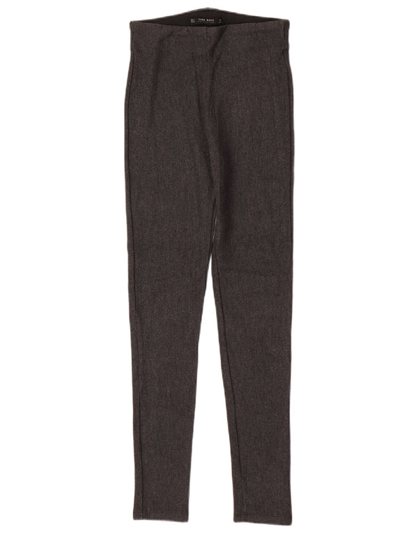 Zara Leggings Mujer UK 8 Small Gris Espiga Viscosa
