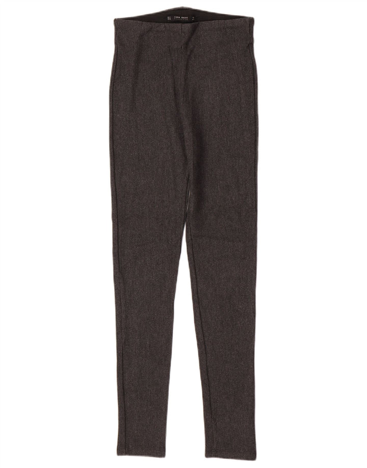 Zara Leggings Mujer UK 8 Small Gris Espiga Viscosa