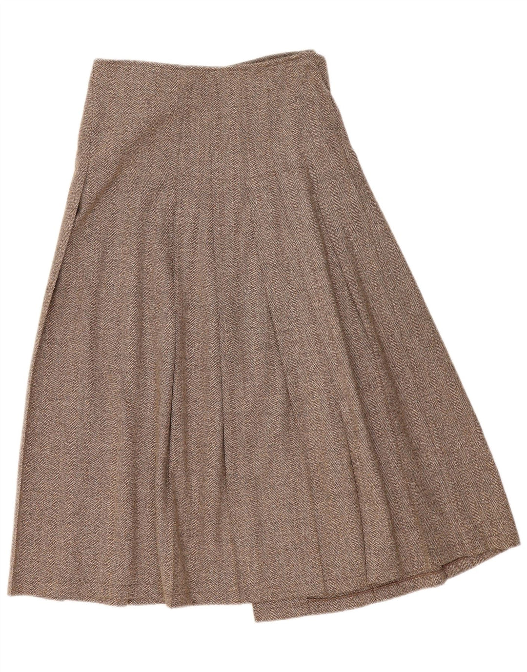 Falda envolvente plisada vintage para mujer IT 44 Mediana W30 Espiga marrón