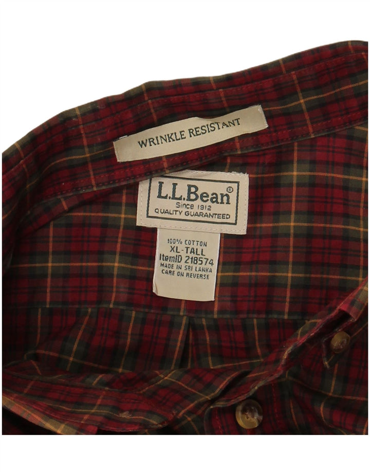 L.L.Bean Camisa alta para hombre XL Algodón a cuadros burdeos