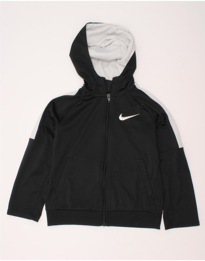 Nike Sudadera con capucha y cremallera para niños 5-6 años Mediana Negro Colorblock Poliéster