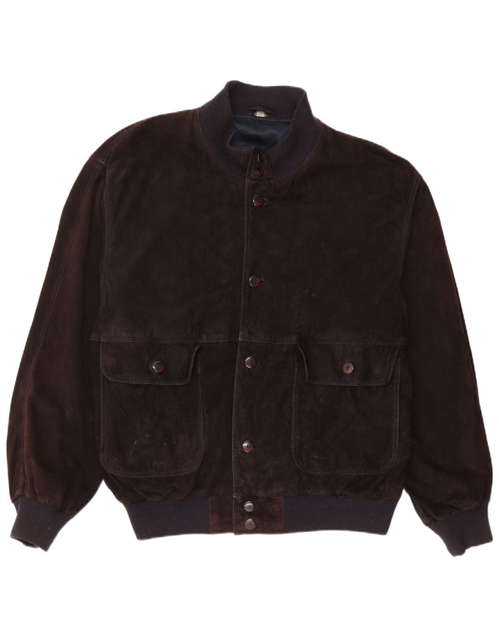 Vintage hombres ante bomber chaqueta IT 56 3XL cuero marrón