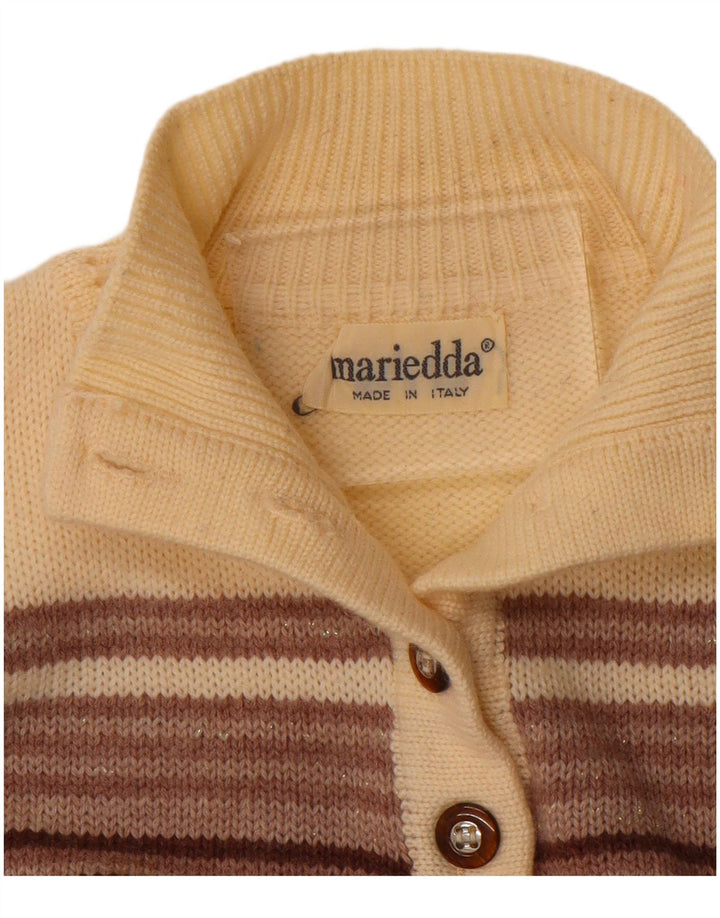 MARIEDDA Suéter tipo jersey con cuello y botones para mujer UK 46 Grande Marrón Rayas