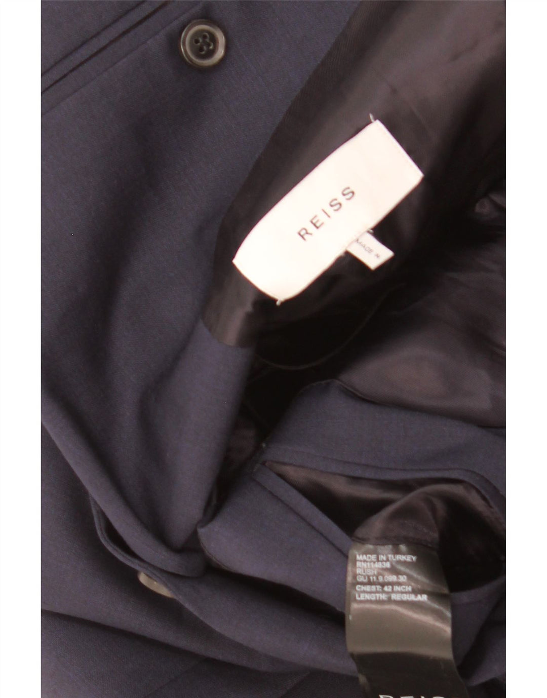 Reiss Chaqueta tipo blazer de 2 botones para hombre UK 40 Large Lana azul marino