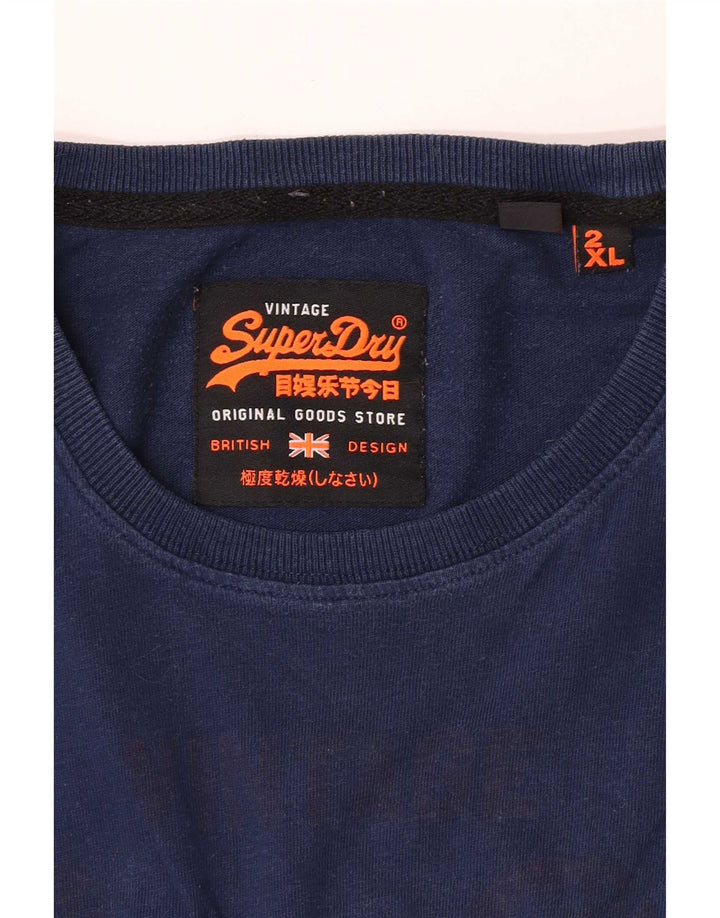 Superdry Mens Extra Slim Graphic Top Manga Larga 2XL Azul Colorblock