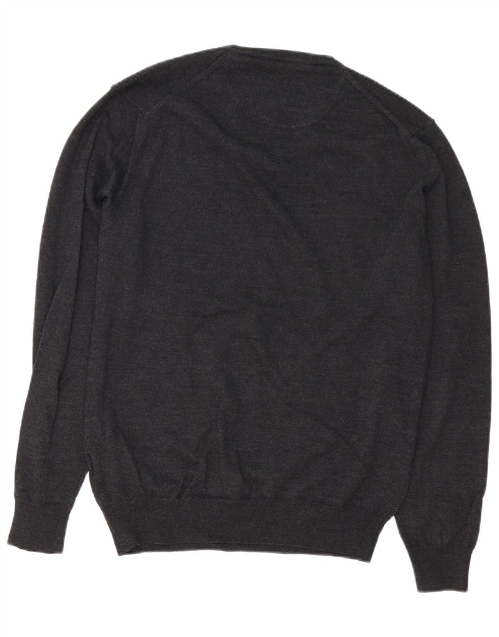 Carrera Jersey con Cuello en V para Hombre Lana Merino Gris Medio