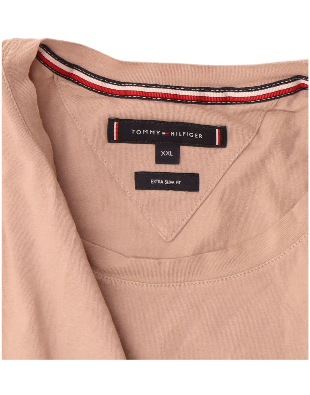 TOMMY HILFIGER Camiseta Extra Slim para Hombre Top 2XL Algodón Beige