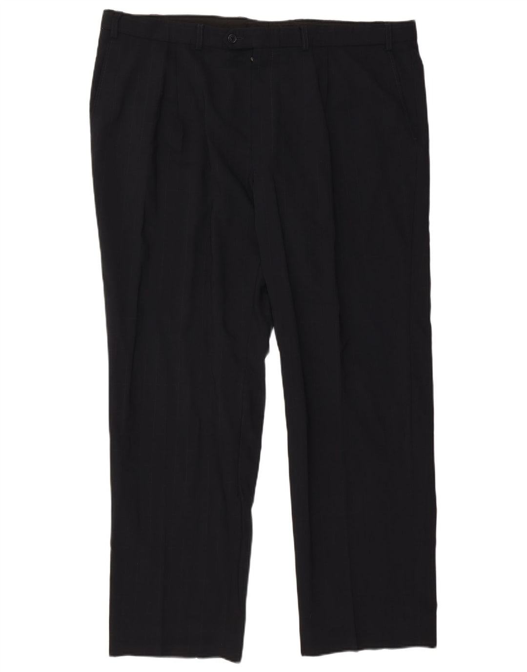 Marks & Spencer Pantalón de traje recto para hombre W44 L31 Lana a cuadros azul marino
