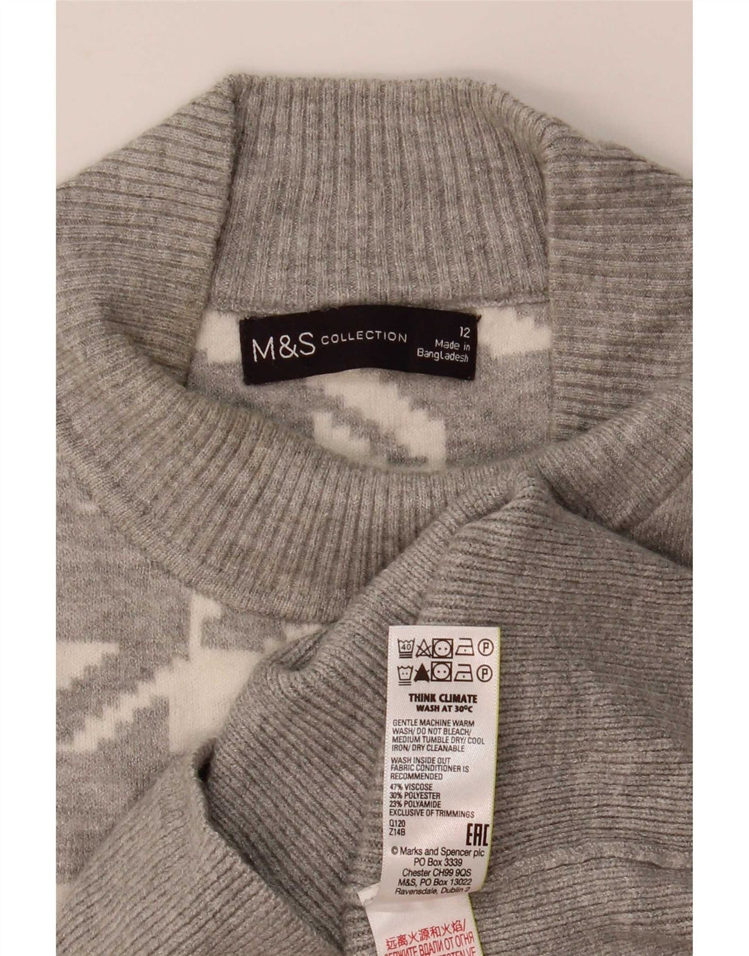 Marks & Spencer - Jersey con cuello alto para mujer, talla 40, color gris medio